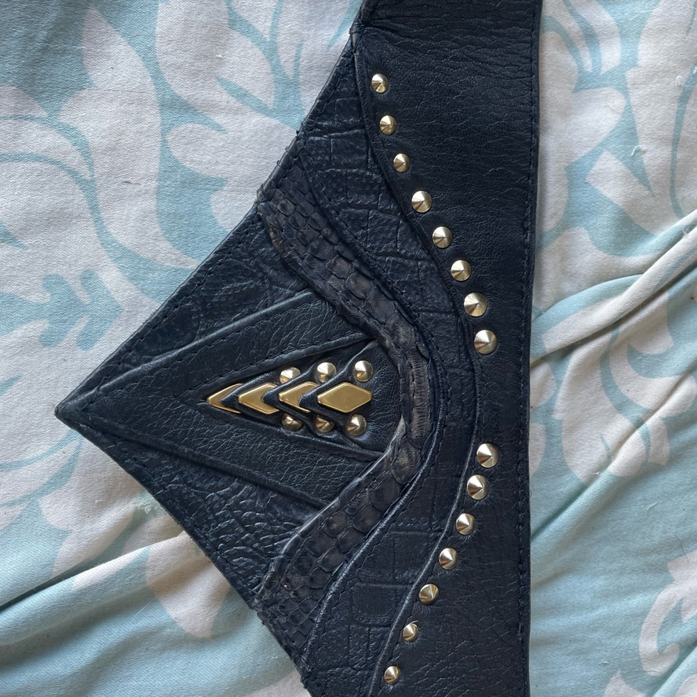 Black Leather Studded Women's festival holster belt burning man - Picture 3 of 3